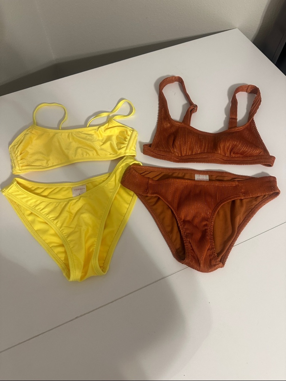 Xhilaration Yellow & Rust Ribbed Bikini Set